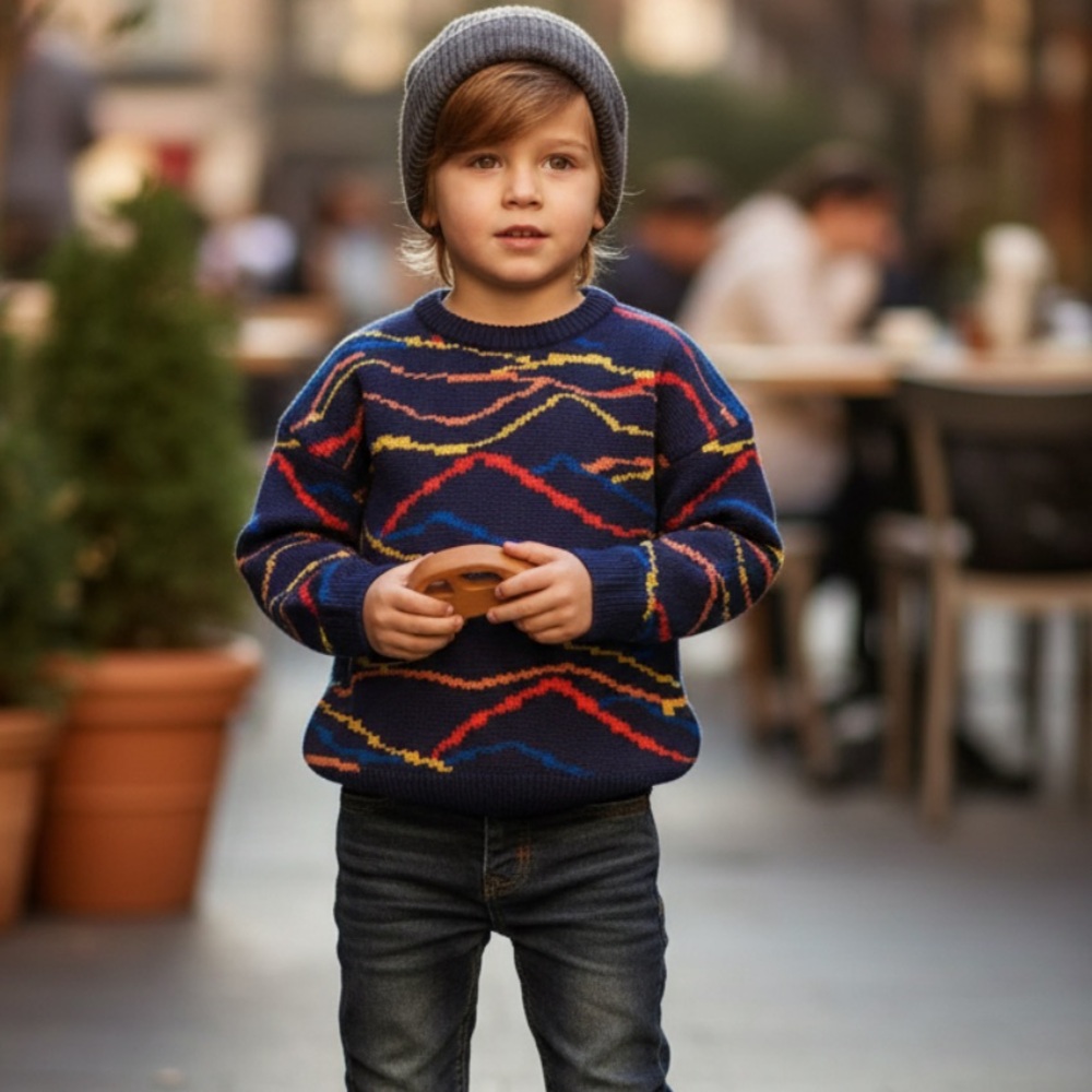 Hanna Andersson | Navy Multicolor Knit Sweater | Size 4